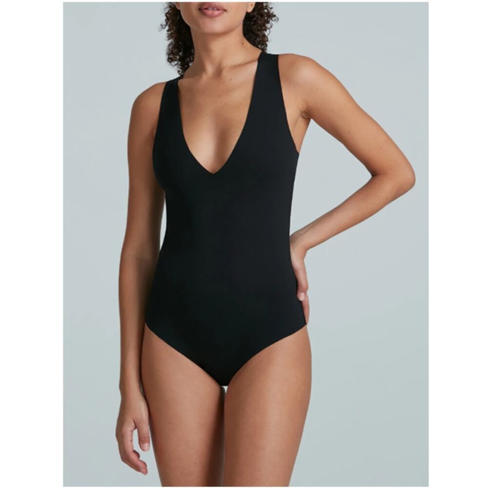 Commando Women's Black Neoprene Deep V Full Coverage Bodysuit Size S